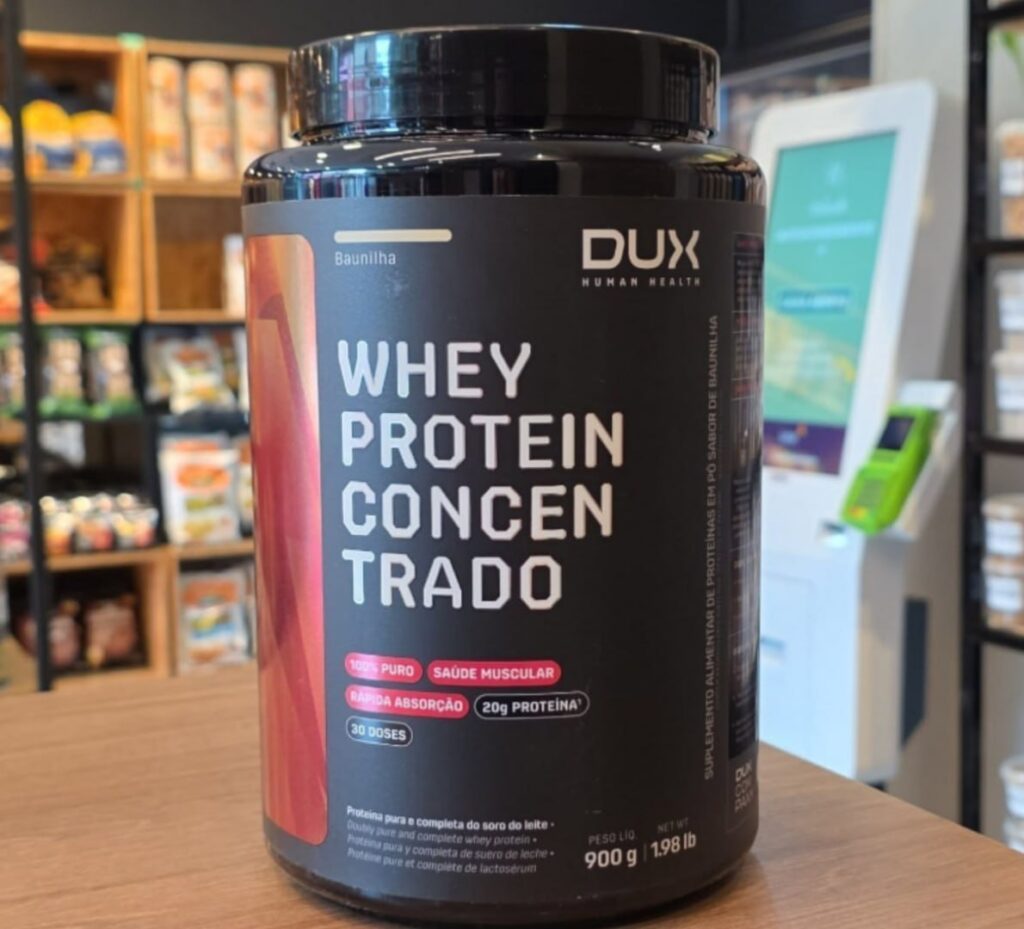 Oferta: Dux Whey Concentrado 100% Puro Para Ganho De Massa – 900g Sabor Baunilha - Tubarão Digital