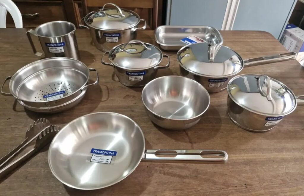 Oferta: Jogo De Panelas Tramontina Inox Allegra 10p Com Pegador - Tubarão Digital