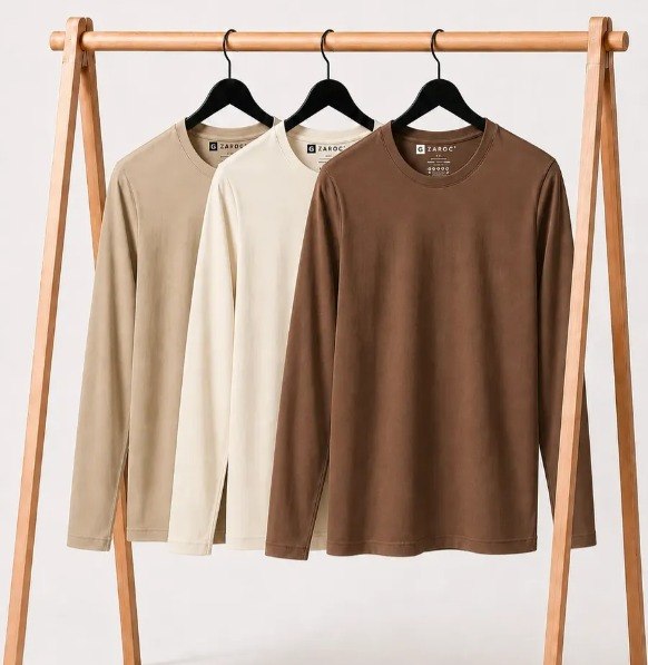 Oferta: Kit 3 Camiseta Manga Longa Masculina Slim Algodão 30.1 Zaroc - Tubarão Digital