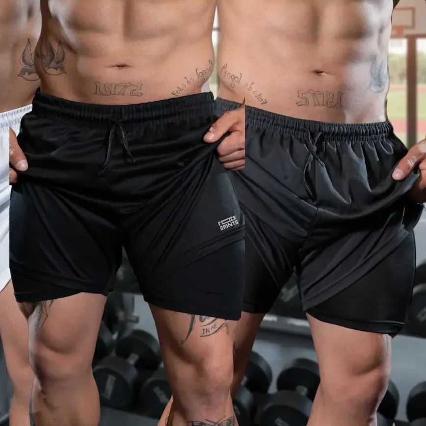 Oferta: Kit 3 Shorts Masculino 2 Em 1 Compressão Rock Saints - Tubarão Digital